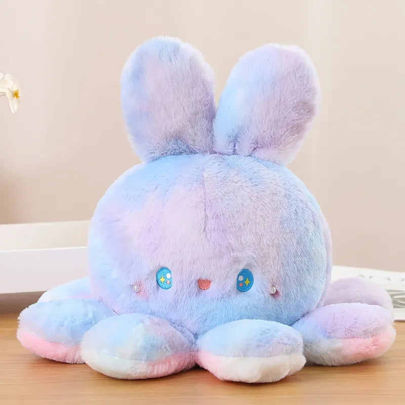 Rainbow Fluffy Flip Rabbit Octopus Plush Toy – Cosy Realm