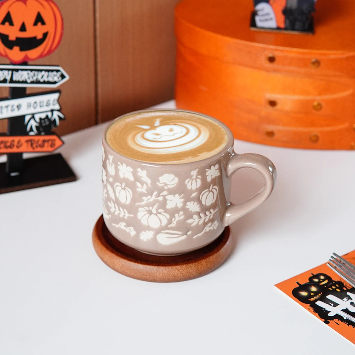 Cozy Cute Halloween Autumn Leaves Fall Pumpkin Coffee Mug