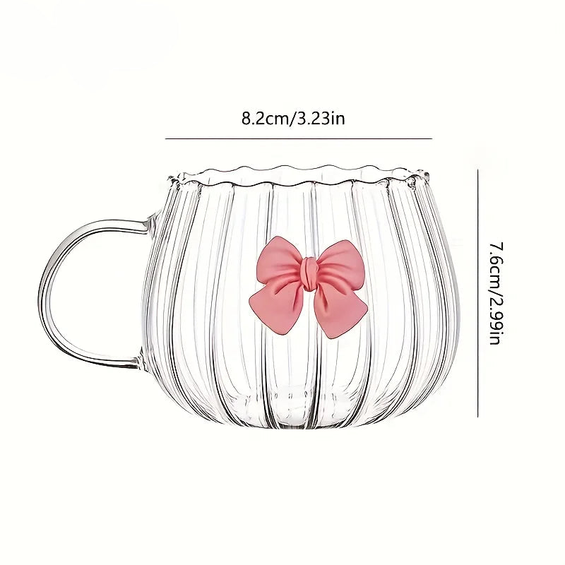Cute Bow Glass Pumpkin Shaped Mug