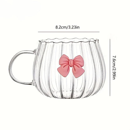 Cute Bow Glass Pumpkin Shaped Mug