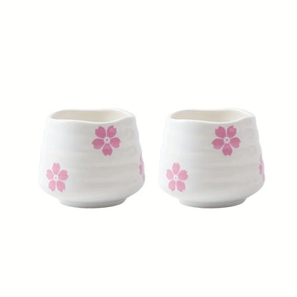 2pcs Set 160ml Cute Cherry Blossom Ceramic Tea Cup Pink / White