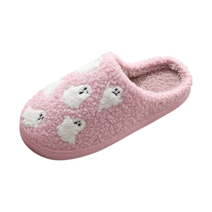 Cosy Pink Ghost Halloween Slippers
