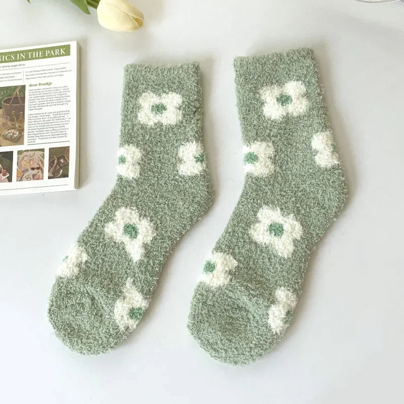 Cute Spring Socks Cozy Fluffy Cute Floral Spring Socks – Cosy Realm