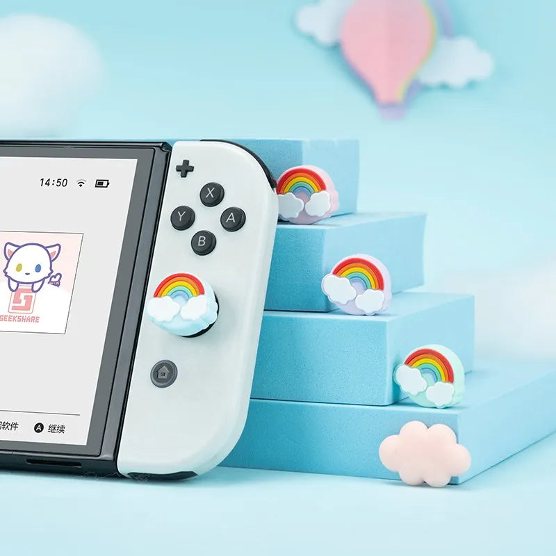 Rainbow Cloud Joycon Thumb Grip Caps for Nintendo Switch/OLED/Switch Lite 4PCS