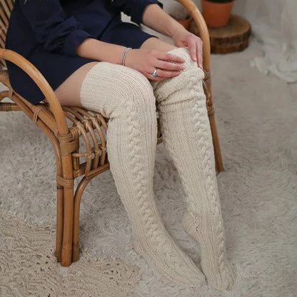 Cosy Thick Cable Knit Over Knee Socks