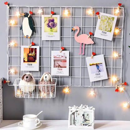 Wall Decoration Metal Grid For Bedroom Postcards Photos & Storage or Organization