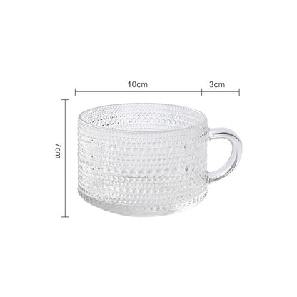 Embossed Trendy Glass Mug Coffee Cup