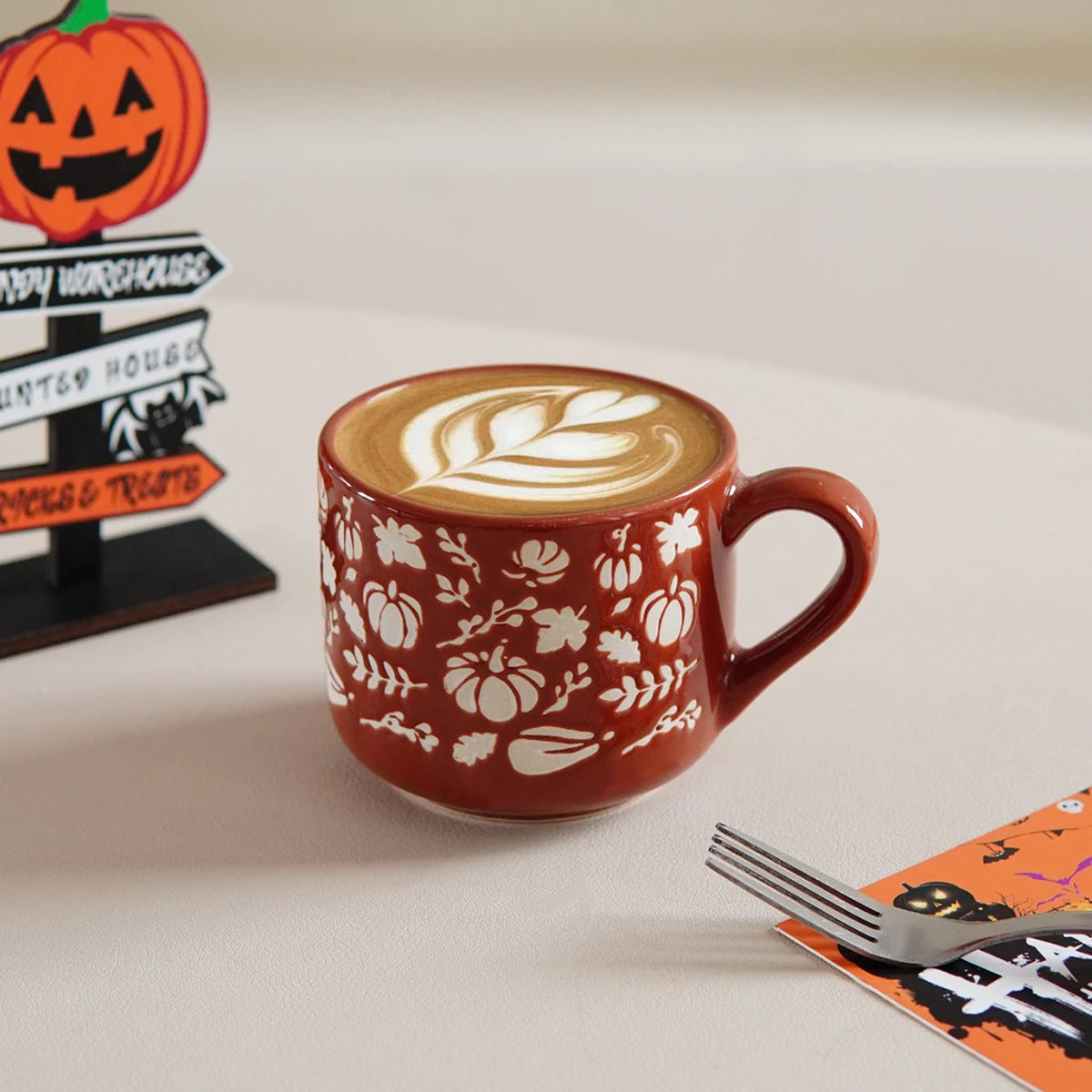 Cozy Cute Halloween Autumn Leaves Fall Pumpkin Coffee Mug