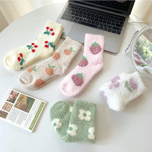 Cozy Fluffy Cute Floral Spring Socks