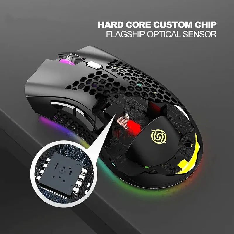 Rechargeable Wireless Black or White Multicolour RGB Light Gaming Laptop PC USB Mouse