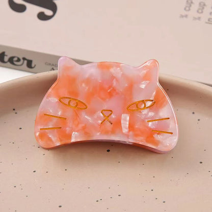 1pc Cat Cute Shell Pearlescent Animal Claw Hair Clip