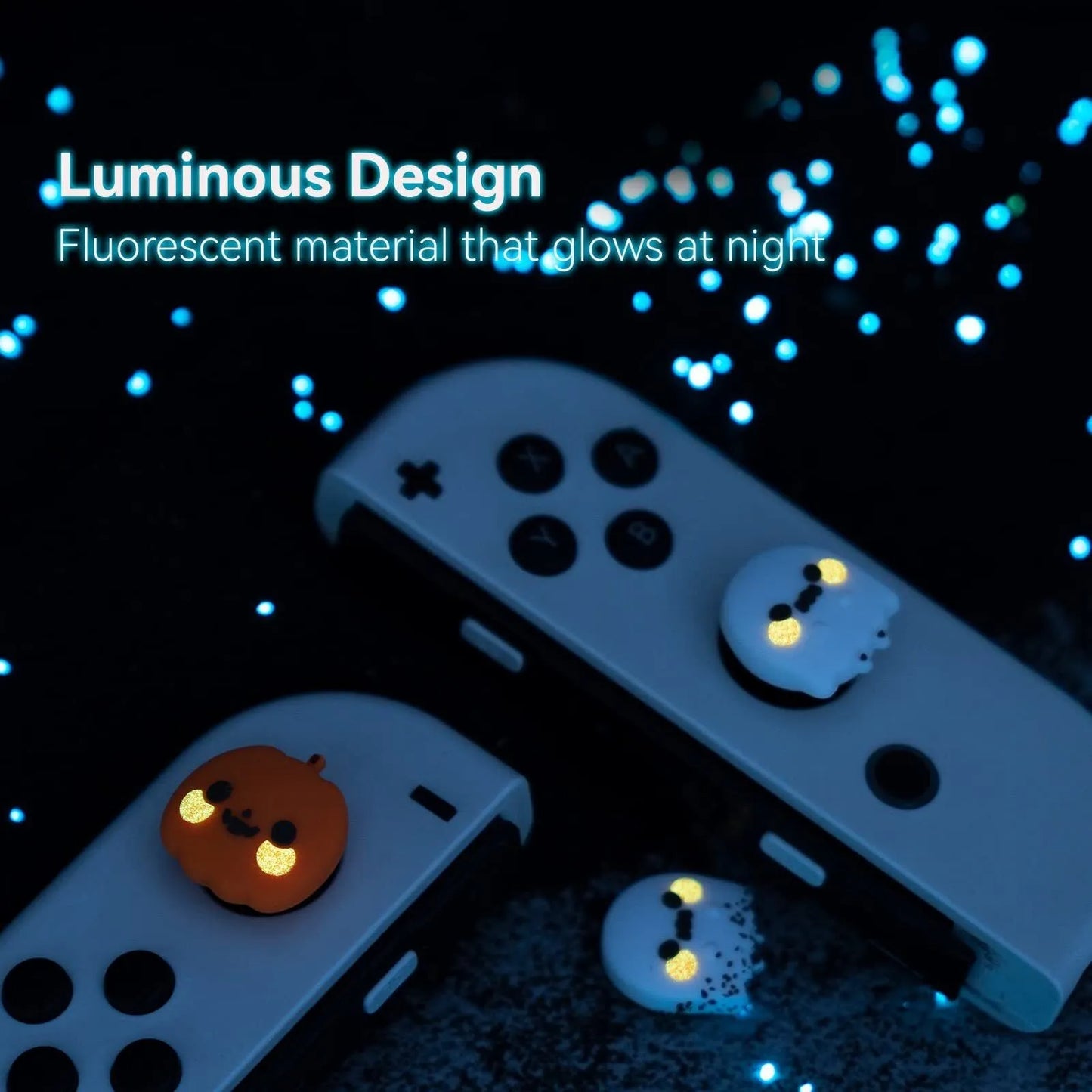 Cute & Spooky Halloween D-Pad ABXY Button Caps Luminous Thumb Grips for Nintendo Switch/Switch