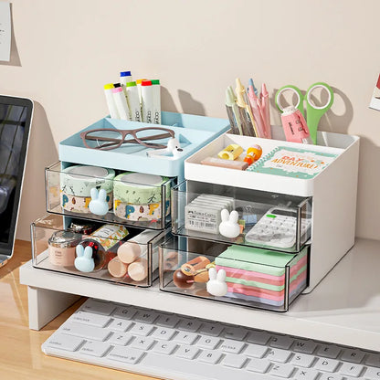 Cute Rabbit Kawaii Desktop Storage Drawer Organizer For Gaming, Makeup or Work Desk
