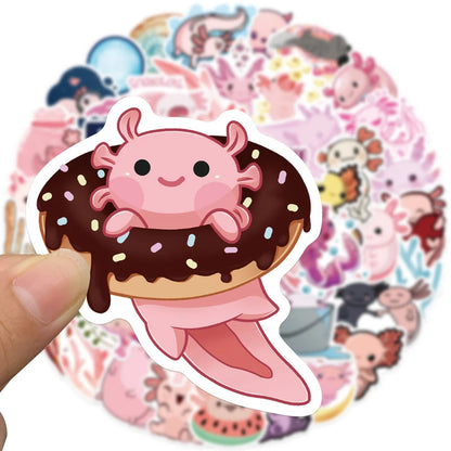 100Pcs Pink Axolotl Graffiti Stickers
