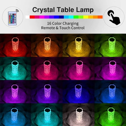 Multicoloured 16 Colour Crystal Touch Lamp