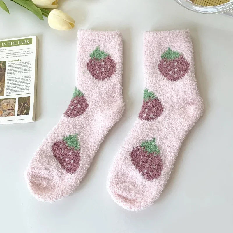 Cute Spring Socks Cozy Fluffy Cute Floral Spring Socks – Cosy Realm
