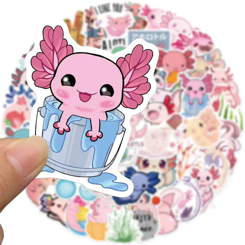 100Pcs Pink Axolotl Graffiti Stickers