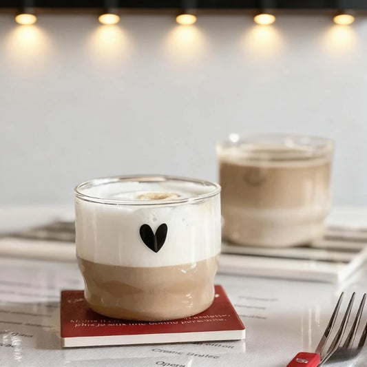 Cute Trendy Love Heart Happy Drinking Glass