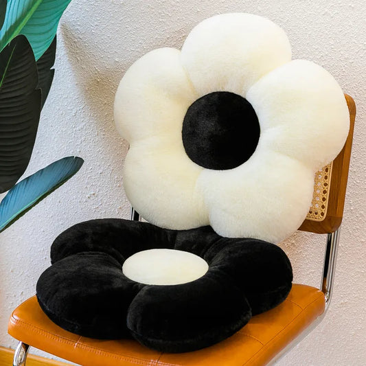 Monochrome Cozy Flower Black & White Home Bedroom Cushion 35cm