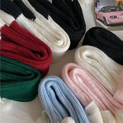 Cozy Cute Bow Pom Pom Leg Warmers