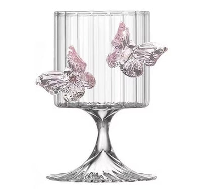 Cute Pink Butterfly Water Gin Drinking Glass