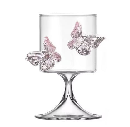Cute Pink Butterfly Water Gin Drinking Glass