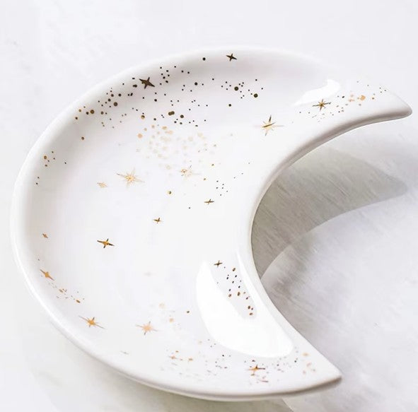 Ceramic Moon Shape Jewelry Dish Trinket Tray