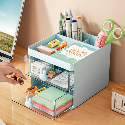 Cute Rabbit Kawaii Desktop Storage Drawer Organizer For Gaming, Makeup or Work Desk