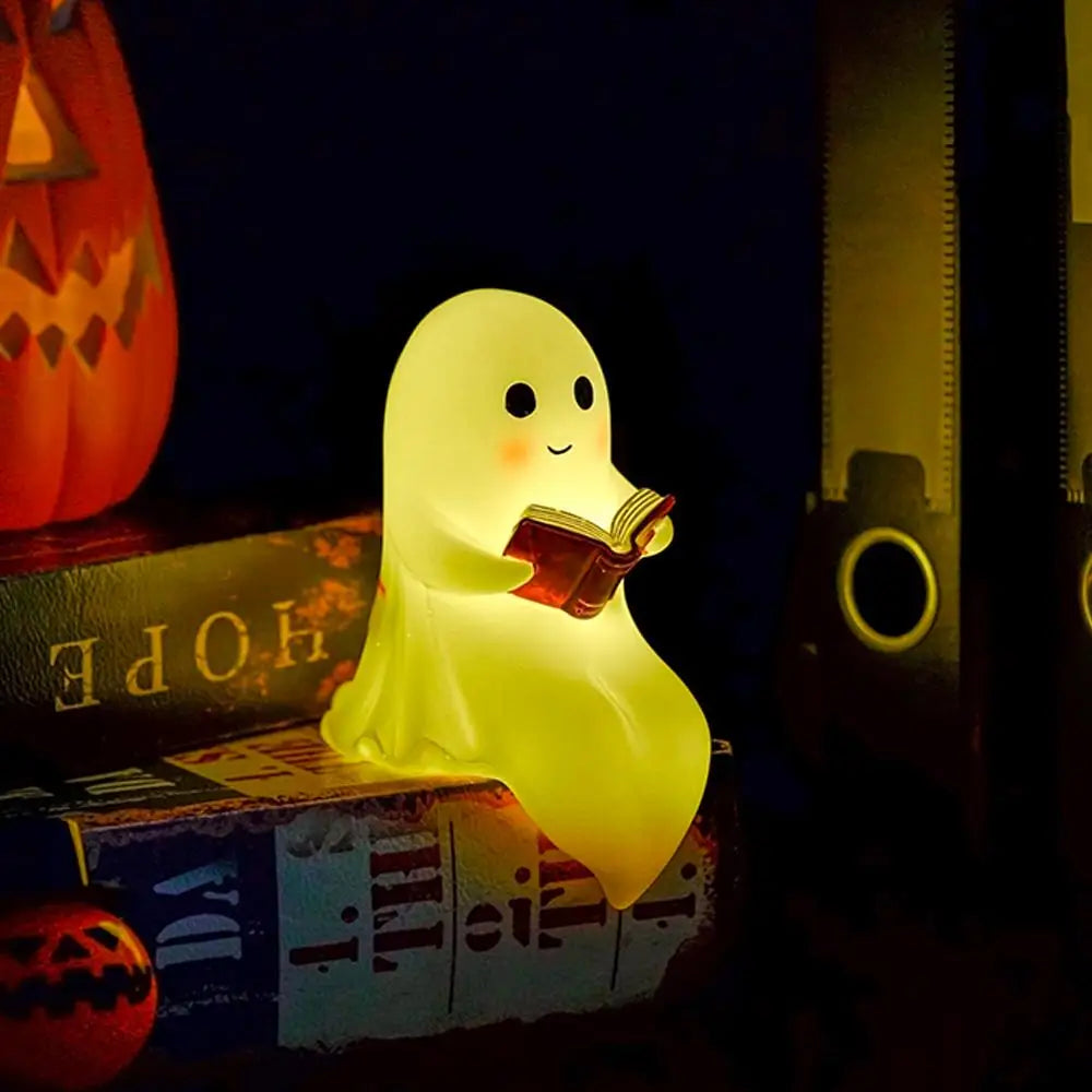 Cute Ghost Reading Lovers Autumn Cozy Halloween Light