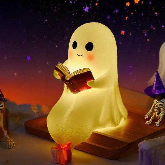 Cute Ghost Reading Lovers Autumn Cozy Halloween Light