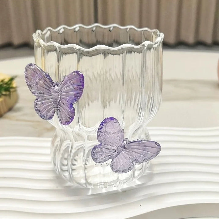 Cute & Stylish 3D Butterfly Glass in Pink or Purple
