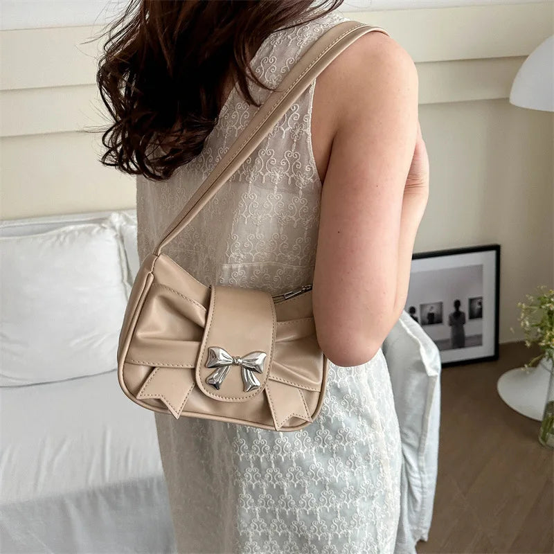 Sweet Bow Small Underarm Bag PU Leather