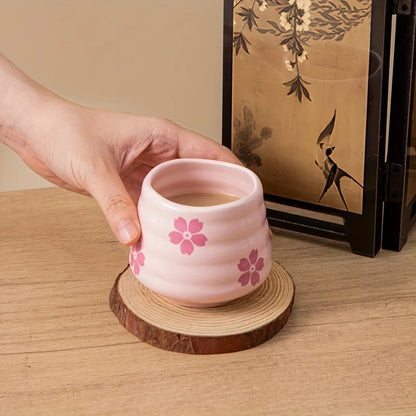 2pcs Set 160ml Cute Cherry Blossom Ceramic Tea Cup Pink / White