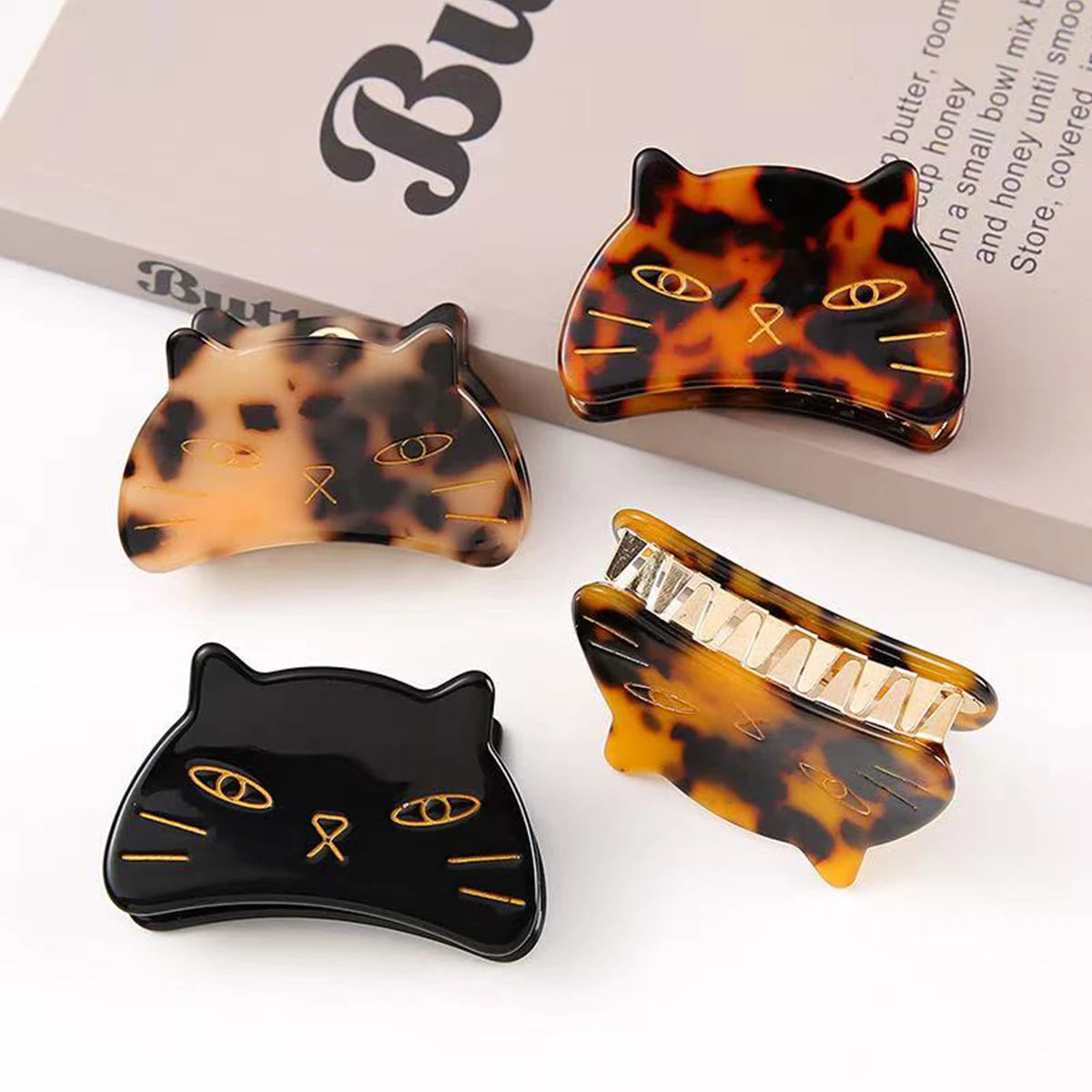 1pc Cat Cute Shell Pearlescent Animal Claw Hair Clip