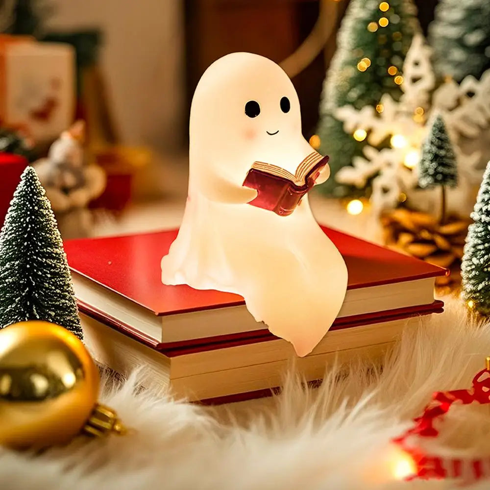 Cute Ghost Reading Lovers Autumn Cozy Halloween Light