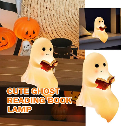 Cute Ghost Reading Lovers Autumn Cozy Halloween Light
