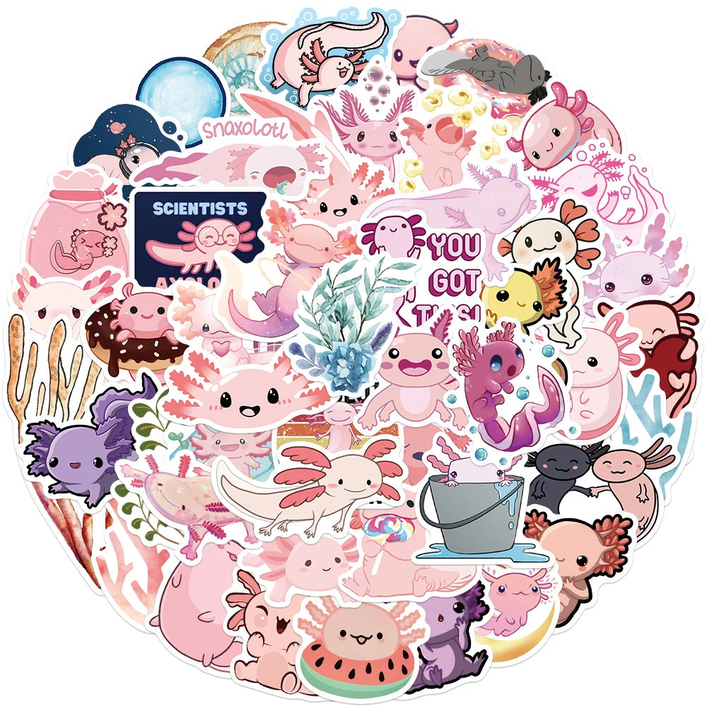 100Pcs Pink Axolotl Graffiti Stickers