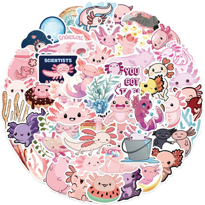 100Pcs Pink Axolotl Graffiti Stickers