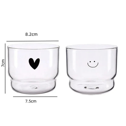 Cute Trendy Love Heart Happy Drinking Glass