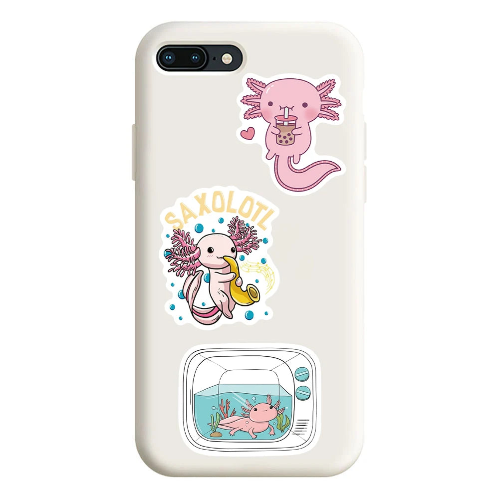 100Pcs Pink Axolotl Graffiti Stickers