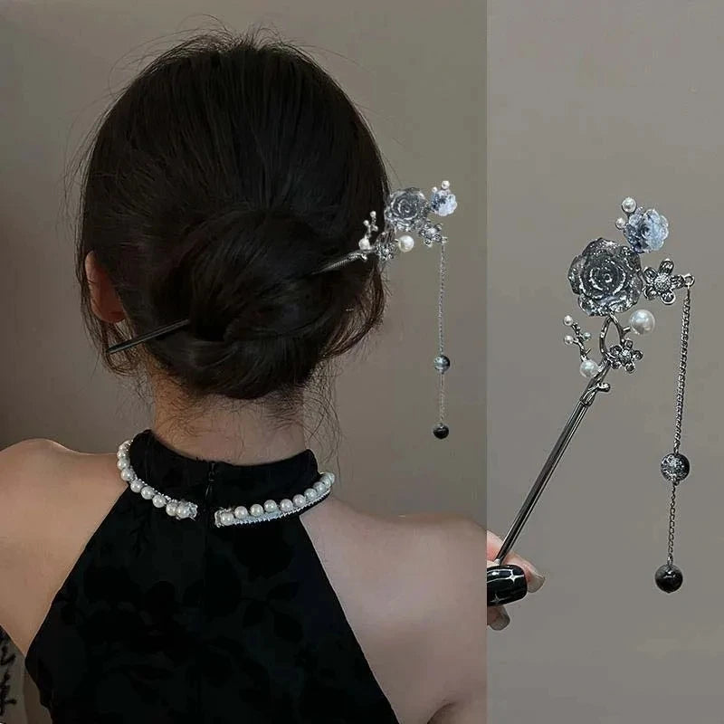 Butterfly Flower Tassel Hairsticks