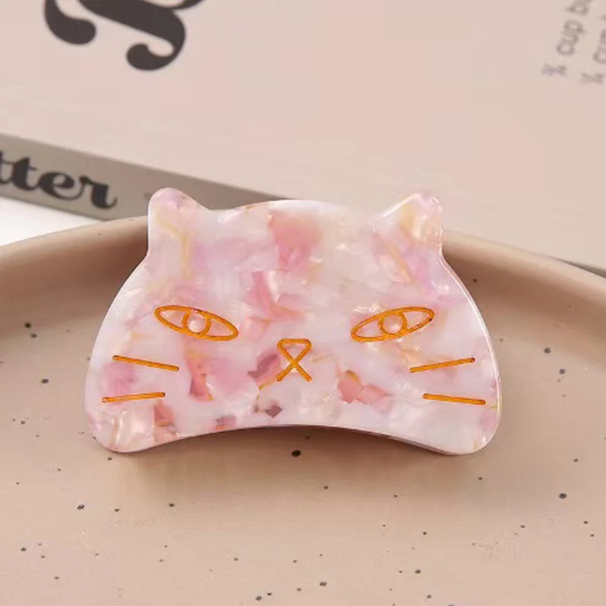 1pc Cat Cute Shell Pearlescent Animal Claw Hair Clip