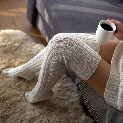 Cosy Thick Cable Knit Over Knee Socks