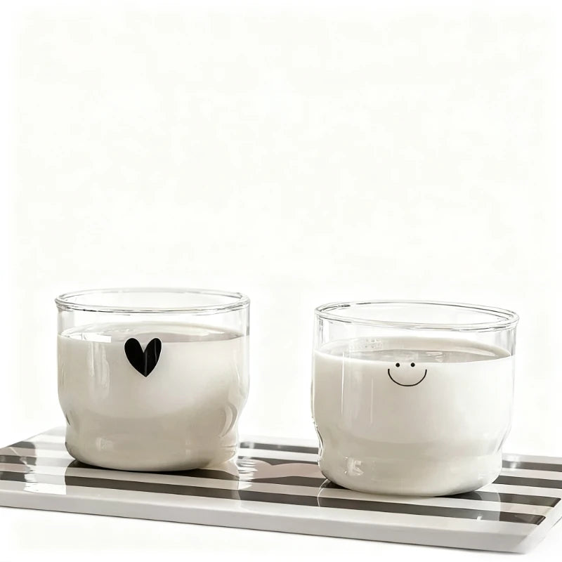 Cute Trendy Love Heart Happy Drinking Glass
