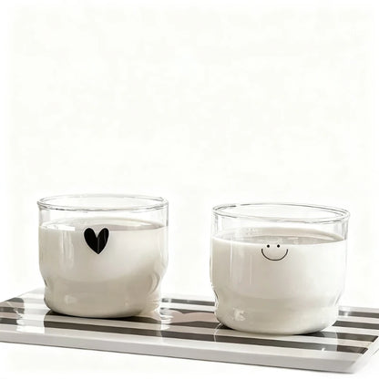 Cute Trendy Love Heart Happy Drinking Glass