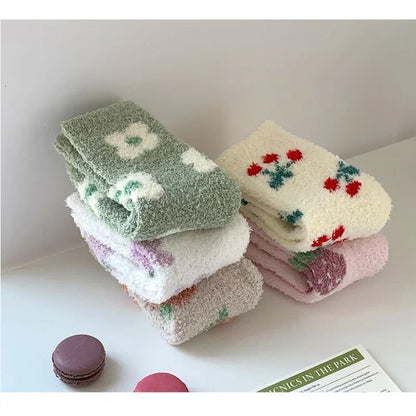 Cute Spring Socks Cozy Fluffy Cute Floral Spring Socks – Cosy Realm