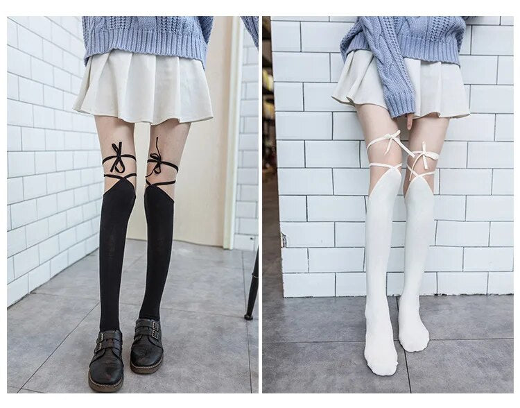 Lolita Kawaii Cross-tie Over-knee Socks