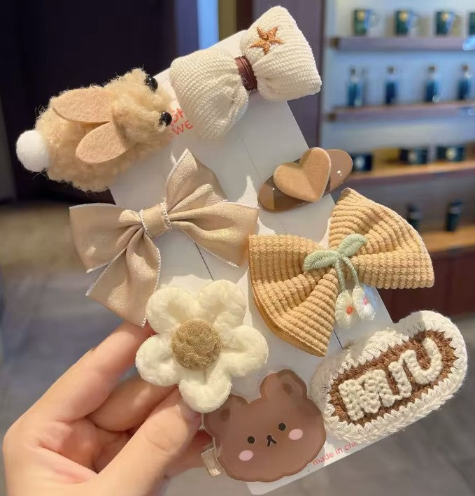 Cute Hair Clips Pins Set of 8 - Neutrals